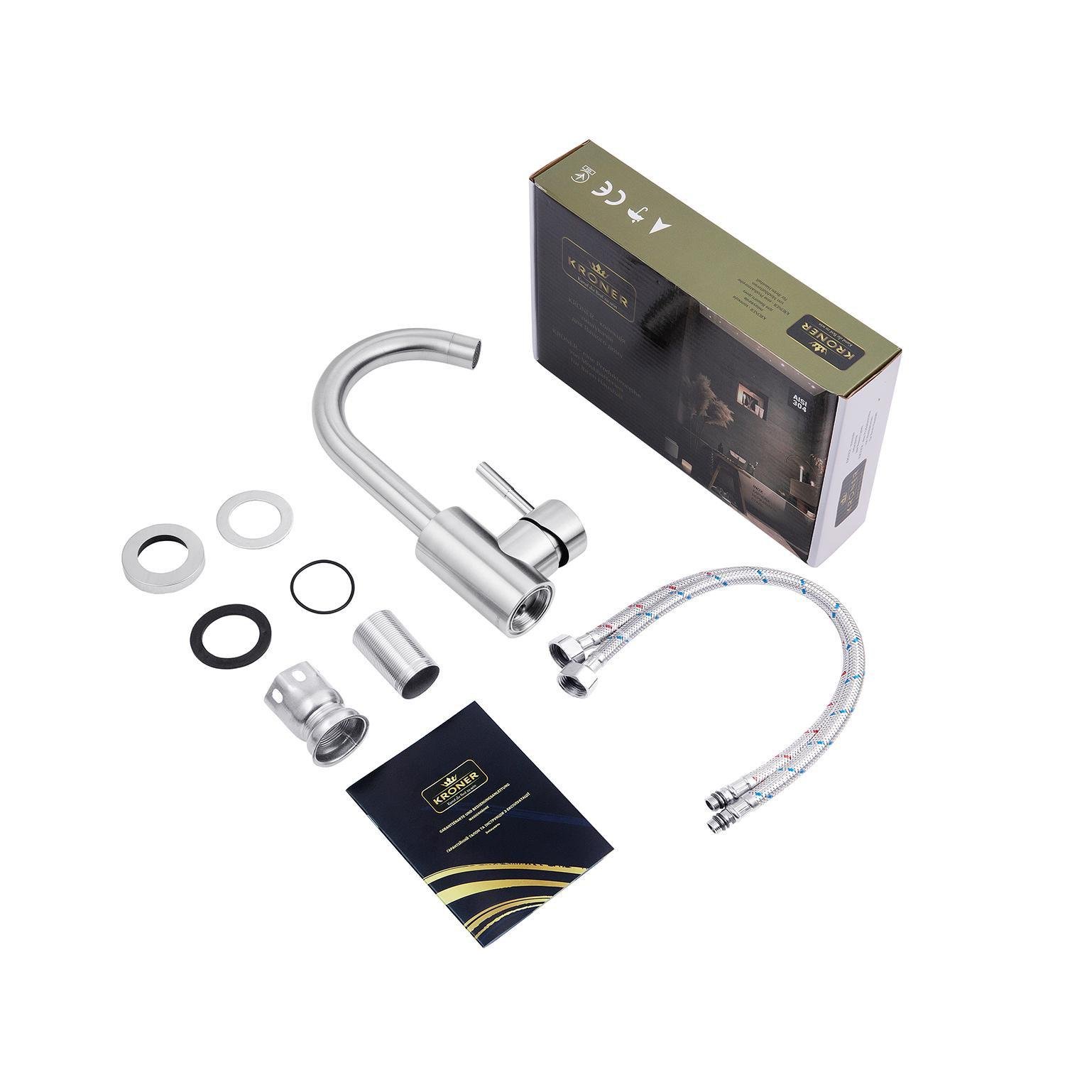 Змішувач для раковини Kroner Edelstahl Klassisch ESG011 CV022999 (38126) - фото 6 Змішувач для раковини Kroner Edelstahl Klassisch ESG011 CV022999 (38126) - фото 6