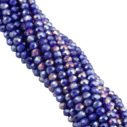 Бусины Swarovski АВ огранки рондель непрозрачный 4х3,5 мм 42 см 120 шт. Темно-синий (БС4137а63)