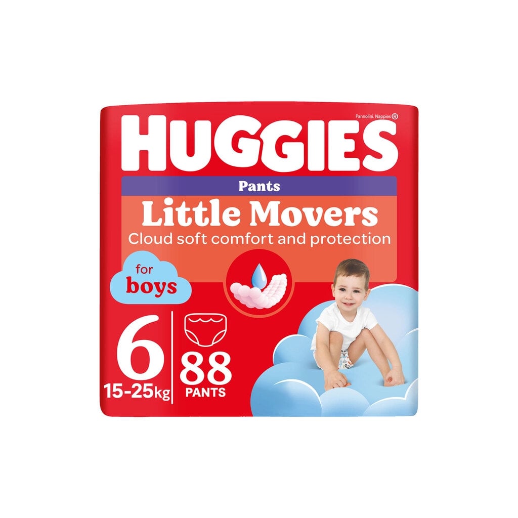 Подгузники Huggies Little Movers Pants 6 15-25 кг для мальчиков 88 шт. (5029054568200)