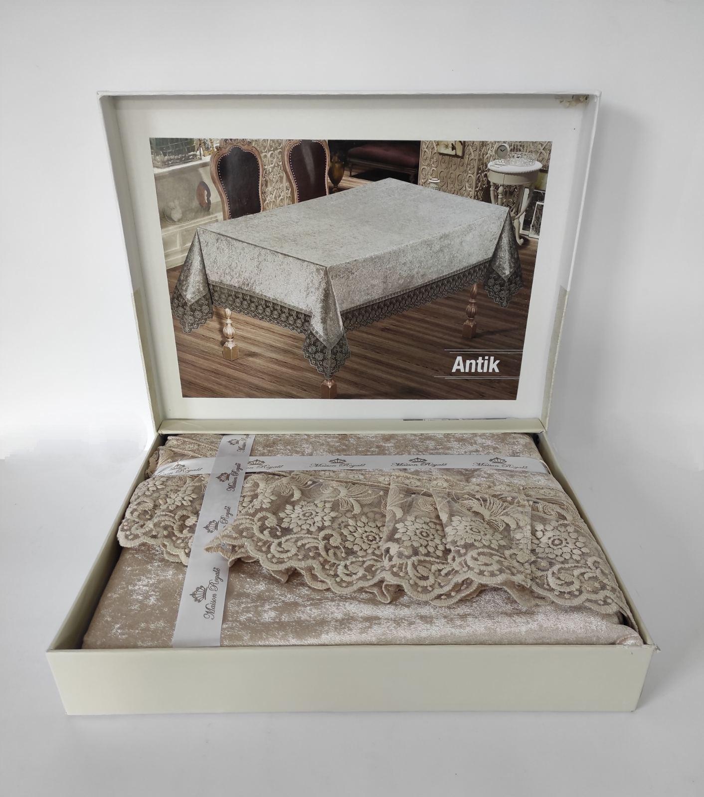 Скатертина велюрова Maison Royale 160x400 ovale Antik Cappucino (CN9229)