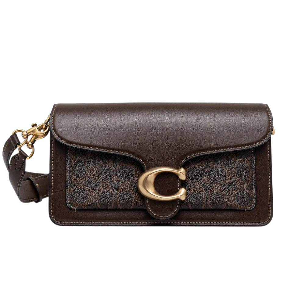 Женская сумка кожаная Coach Tabby 26 Signature Monogram Коричневый