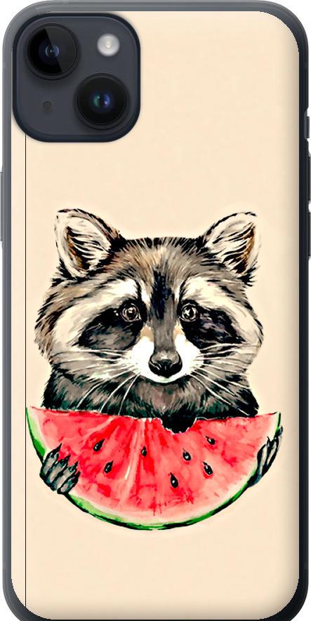Чехол на iPhone 14 Plus Енотик с арбузом (4605u-2645-42517)