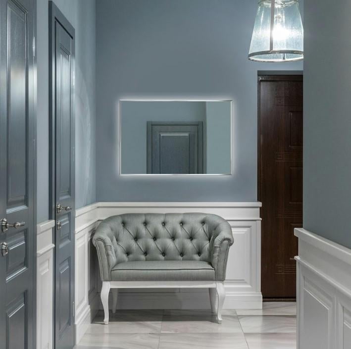 Дзеркало настінне з підсвіткою в алюмінієвій рамі 400х600 мм Сірий (29519007)