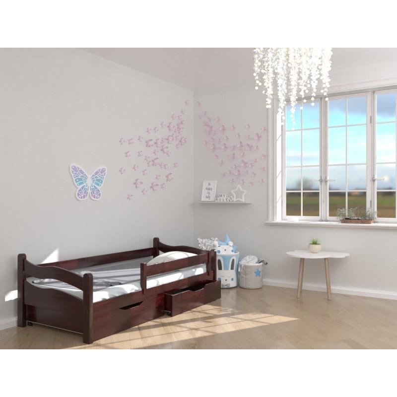 Кровать односпальная в детскую Luna mebli Злата с бортиком/ящиками 90х190 см Палисандр (43623)