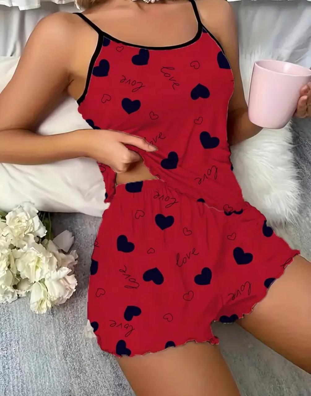 Женская пижама с шортами Love M Красный (2686486700)