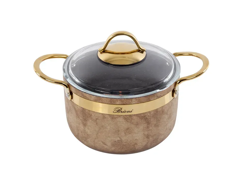 Каструля антипригарна Brioni Royal Stone Tigereye Gold 18 см 2,5 л