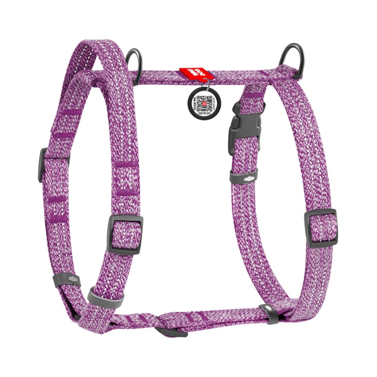 Шлей для собак анатомический Waudog Re-cotton с QR-паспортом/светоотражающая М 20 мм х 43-60 см х 50-80 см Фиолетовый (25929 Col)