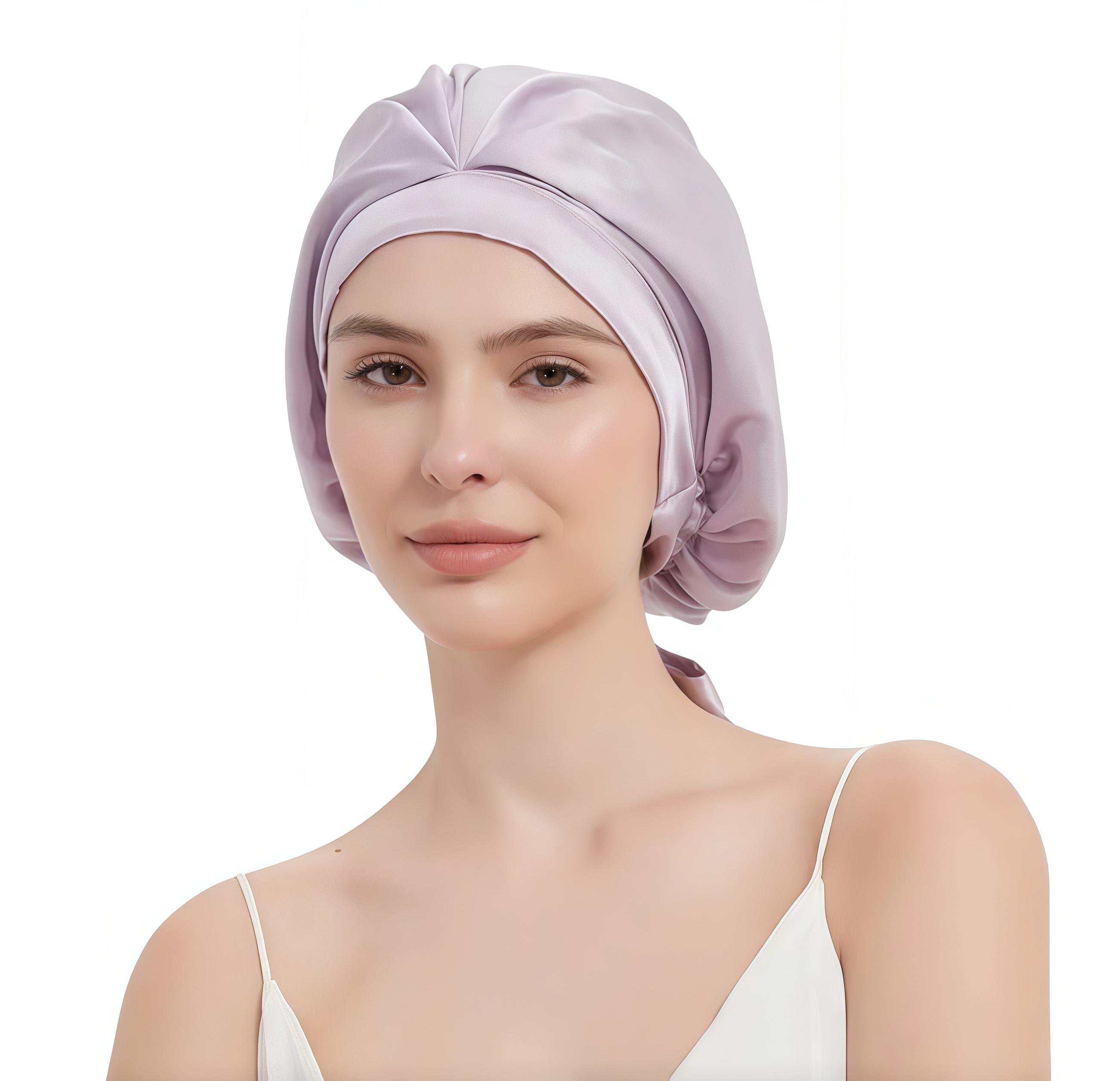 Шапочка ночная из шелка для защиты волос во время сна Лавандовый