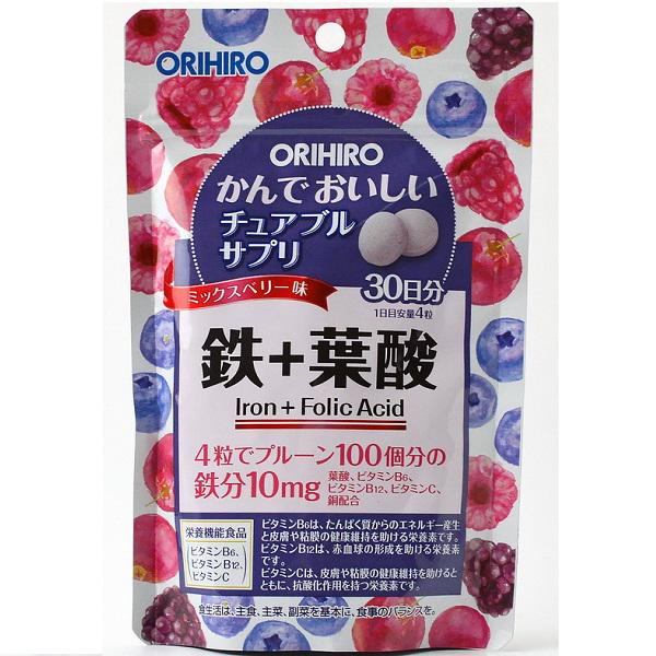 Витаминно-минеральный комплекс Orihiro Iron & Folic acid 500 мг 120 Tabs Berries Витаминно-минеральный комплекс Orihiro Iron & Folic acid 500 мг 120 Tabs Berries