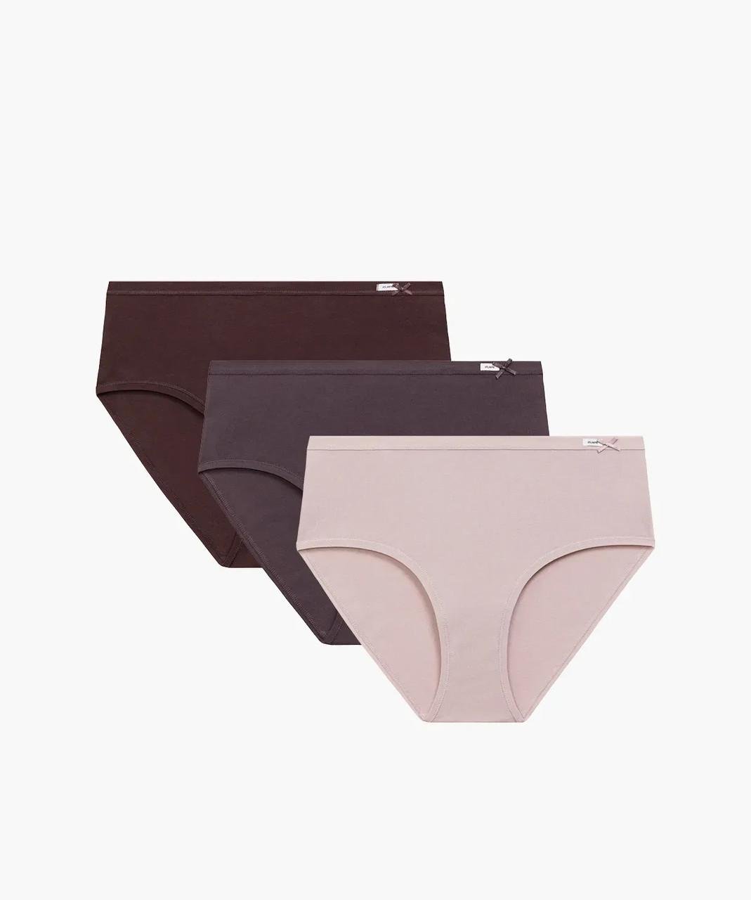 Труси жіночі спортивні бавовняні Atlantic 3CLP-010 High Leg S Коричневий/Темно-бежевий/Темно-синій (2836702706)