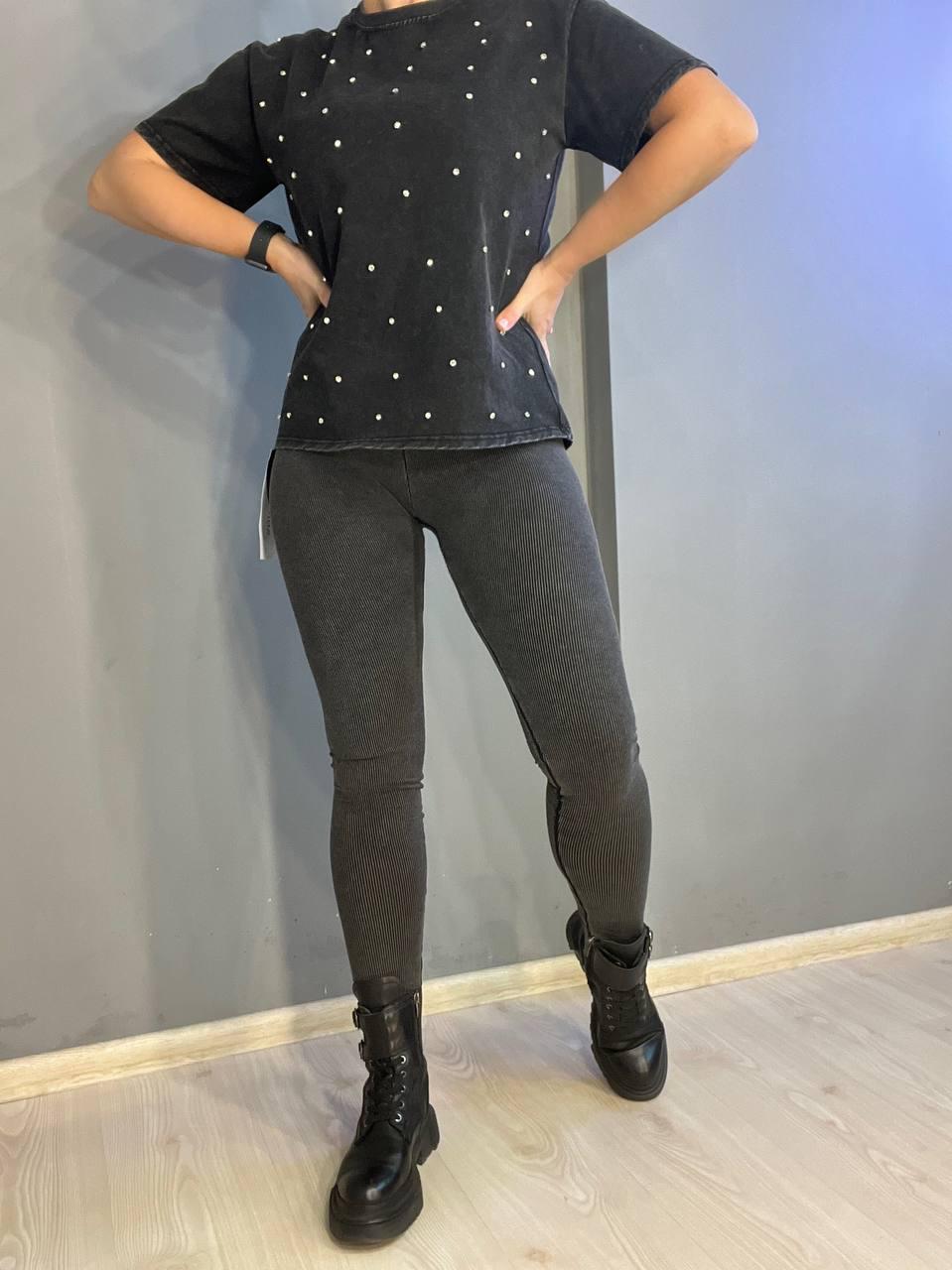 Лосины женские A-N 2306 рубчик варка тай дай трикотаж тонкие M Серый (1449) - фото 6 Лосины женские A-N 2306 рубчик варка тай дай трикотаж тонкие M Серый (1449) - фото 6