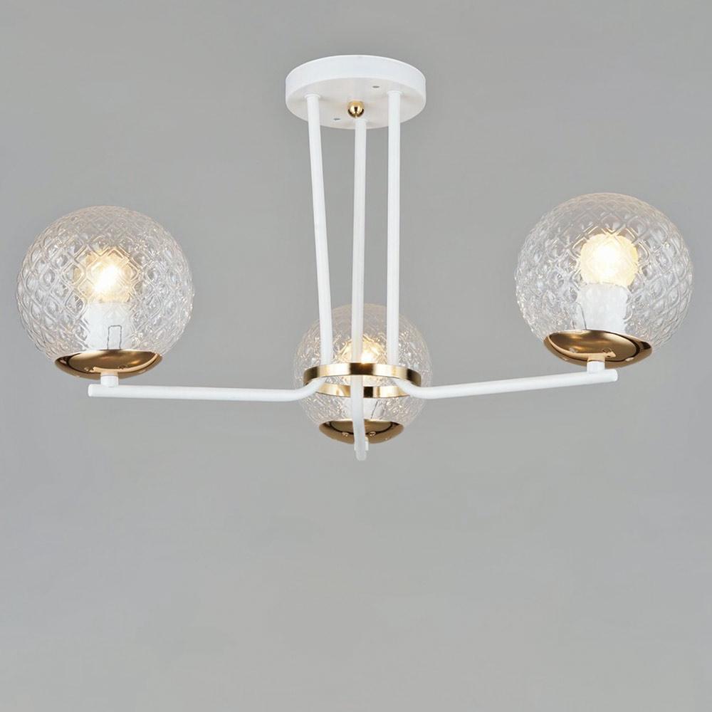 Люстра потолочная Light House SRS-19786/3 WT/FGD плафон прозрачный Белый/Золотой