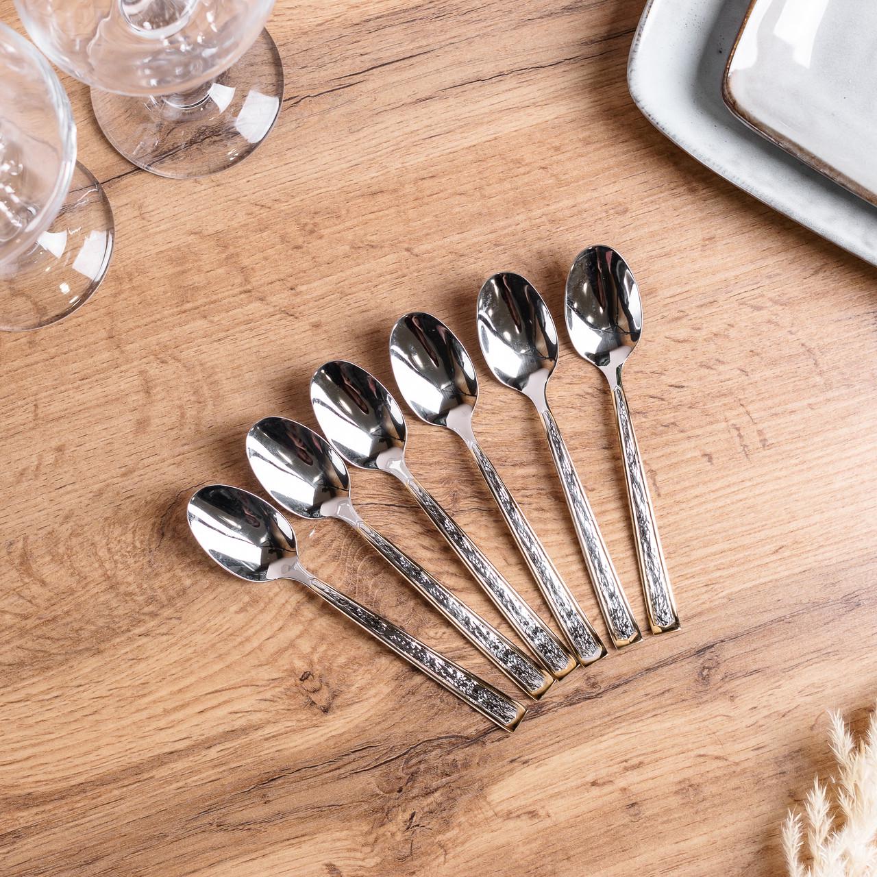 Набор чайных ложек 6 шт. из нержавеющей стали Хром с золотом