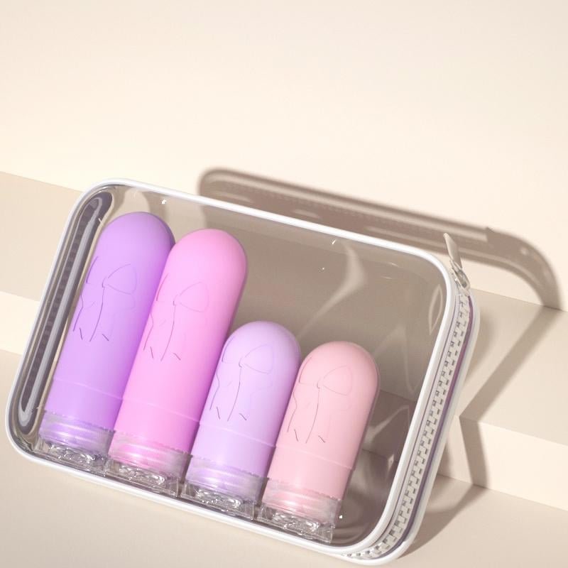 Набор дорожных баночек емкости для путешествий силиконовые 4 шт. 60 и 90 мл в косметичке Фиолетовый (113_4_0_1С) - фото 4 Набор дорожных баночек емкости для путешествий силиконовые 4 шт. 60 и 90 мл в косметичке Фиолетовый (113_4_0_1С) - фото 4