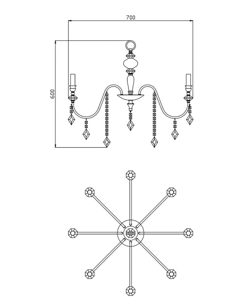Люстра Edlin PL2417-8 Vanessa E14 8x12W IP20 Хром (32205347) - фото 2 Люстра Edlin PL2417-8 Vanessa E14 8x12W IP20 Хром (32205347) - фото 2
