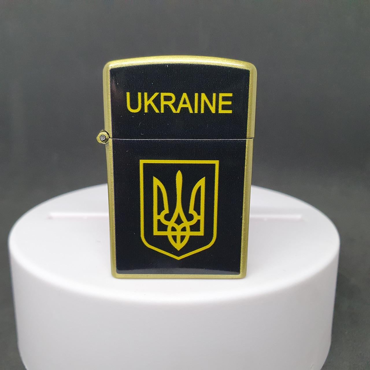 Зажигалка газовая турбо "Украина" №10-15 Золотистый (27466142)