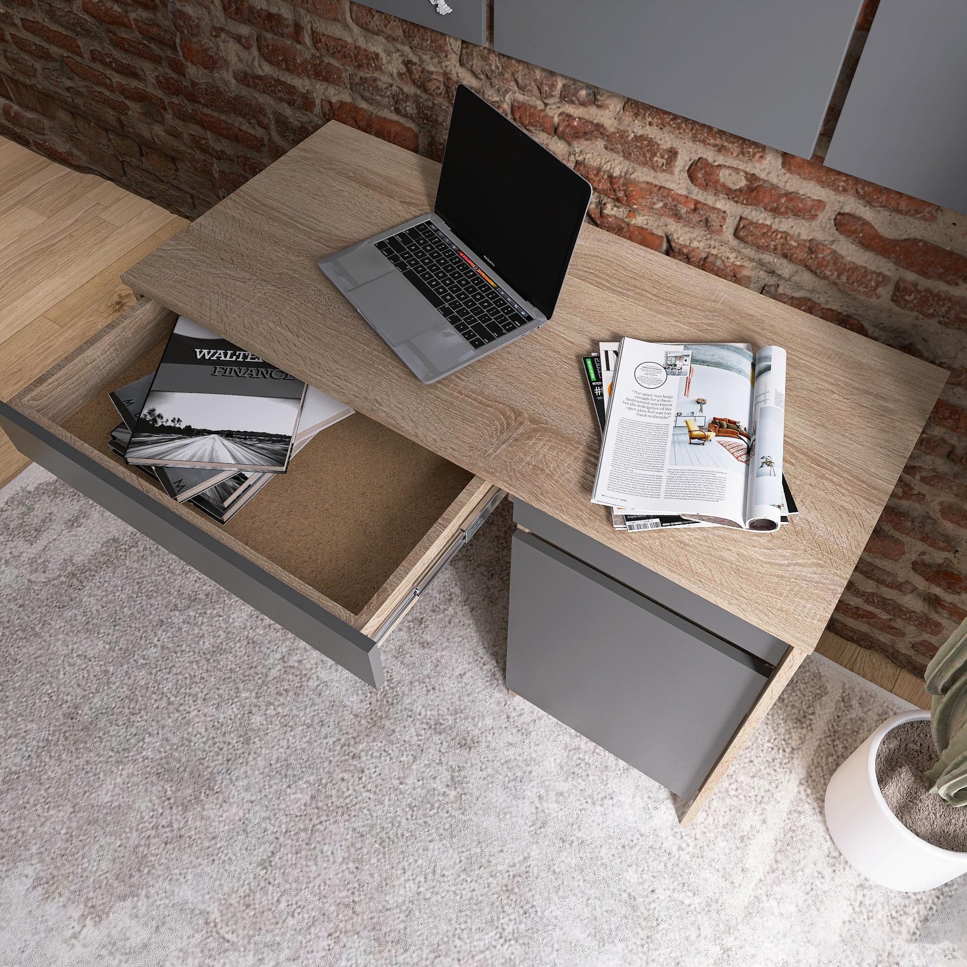 Компьютерный стол Everest Сити 1100 тумба правая 1101х501х766 мм Сонома/Графит (11426) - фото 3 Компьютерный стол Everest Сити 1100 тумба правая 1101х501х766 мм Сонома/Графит (11426) - фото 3