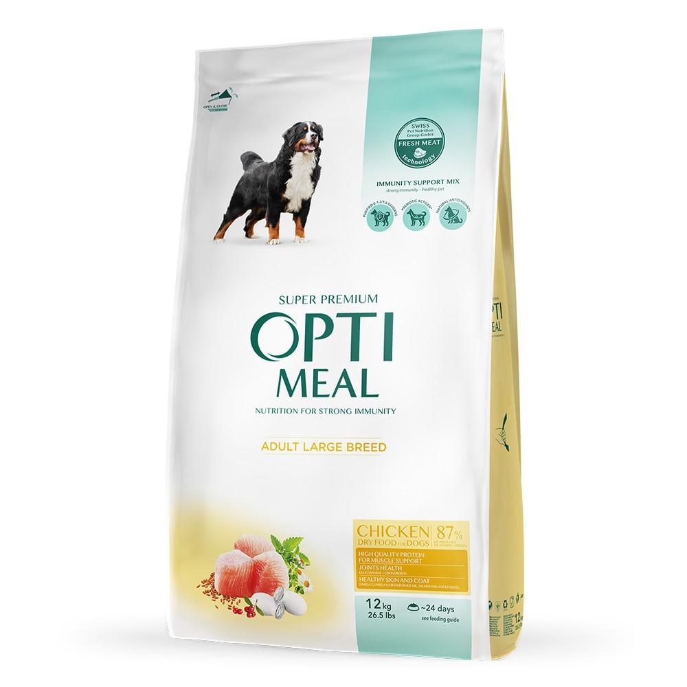 Сухий корм для дорослих собак великих порід Optimeal зі смаком курки 12 кг (4820083905544)