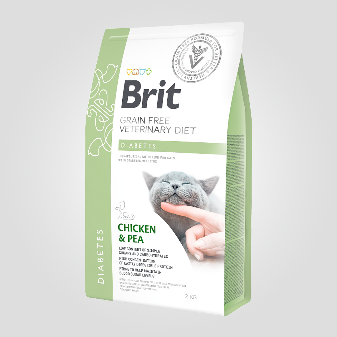Корм сухой Brit VetDiet Cat Diabetes для кошек при сахарном диабете с курицей и горохом 2 кг (20504644) - фото 1