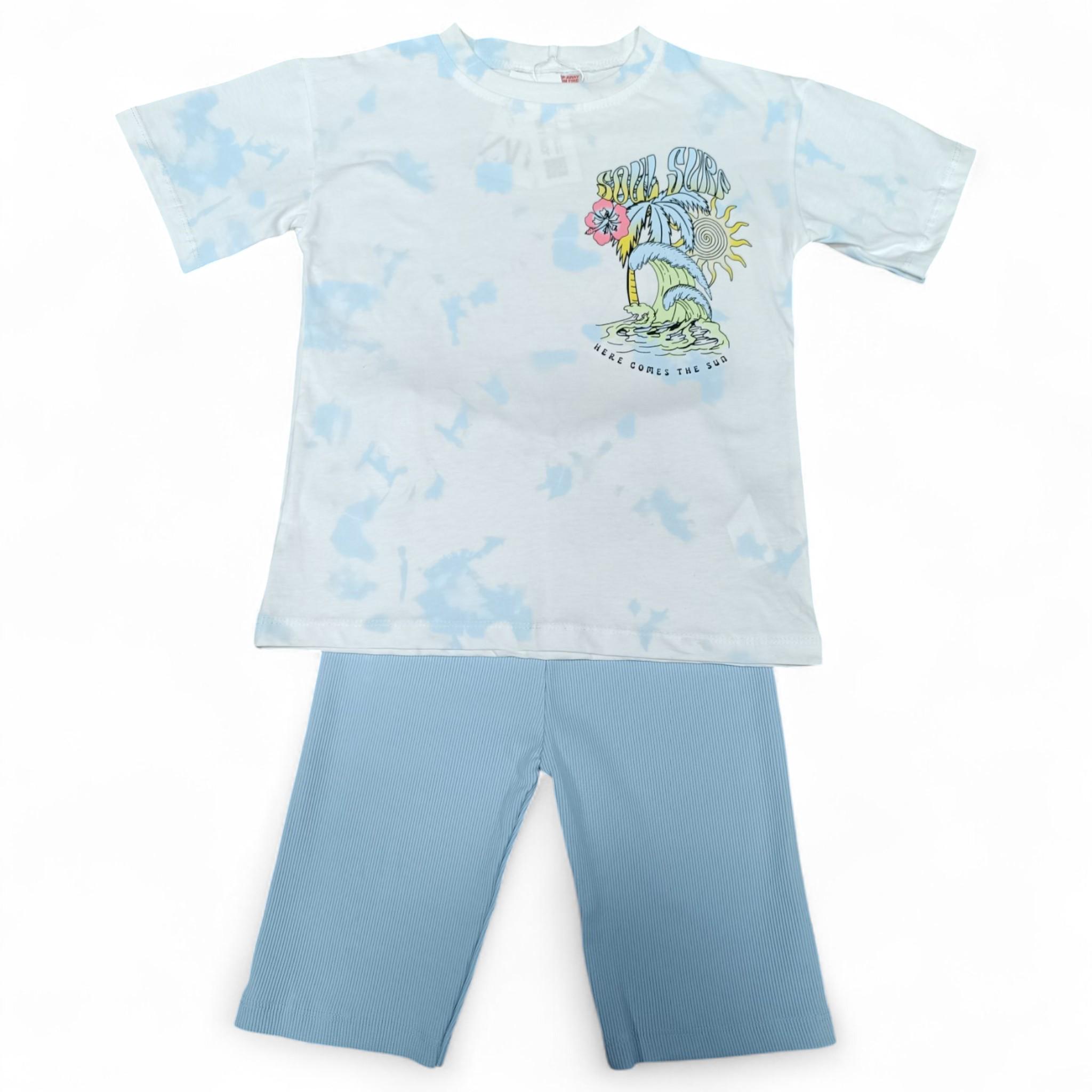 Костюм для девочки Joun Line Palm flower велосипедки с футболкой 128 см (S_037701White-blue/128) Костюм для девочки Joun Line Palm flower велосипедки с футболкой 128 см (S_037701White-blue/128)