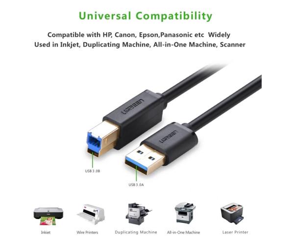 Кабель Data UGREEN US210 USB 3,0 to BM Print Cable 2 м Black - фото 3