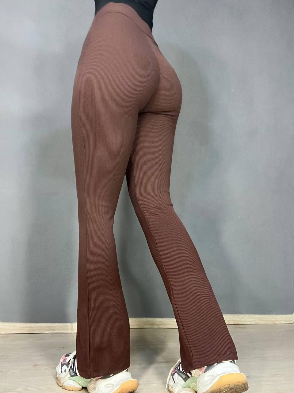 Лосины женские Prenses 535 с высокой посадкой и разрезами клеш L Коричневый (4063) - фото 10