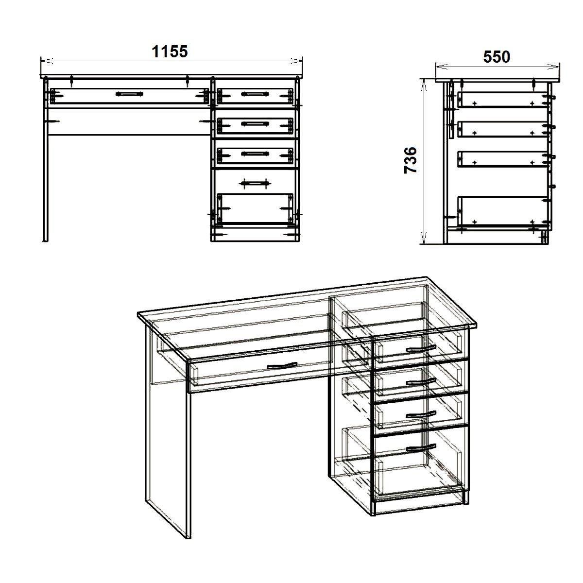 Письменный стол Студент 116х55х74 см Дуб крафт Золотой (26864488) - фото 2