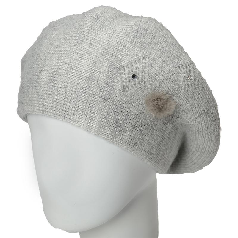 Берет женский Lirus Дреда шерстяной двойной Светло-серый (164061)