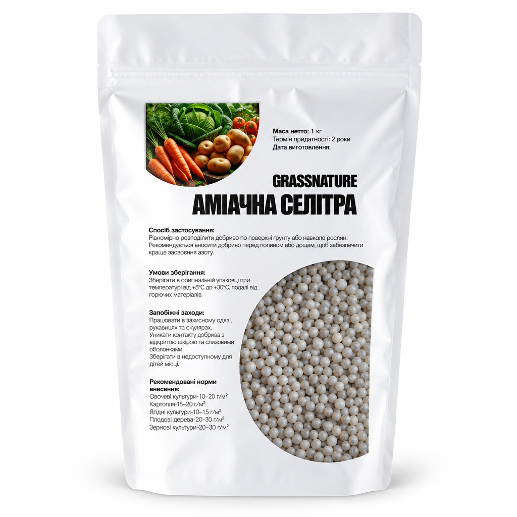 Удобрение азотное GrassNature Аммиачная селитра нитрат аммония N 34% 1 кг (38470554)
