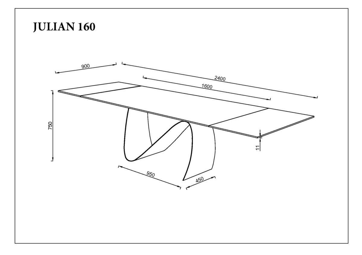 Стол обеденный раскладной Intarsio JULIAN CERAMIC 160-240х90 см Серый матовый/Черный (JULIAN160) - фото 10 Стол обеденный раскладной Intarsio JULIAN CERAMIC 160-240х90 см Серый матовый/Черный (JULIAN160) - фото 10