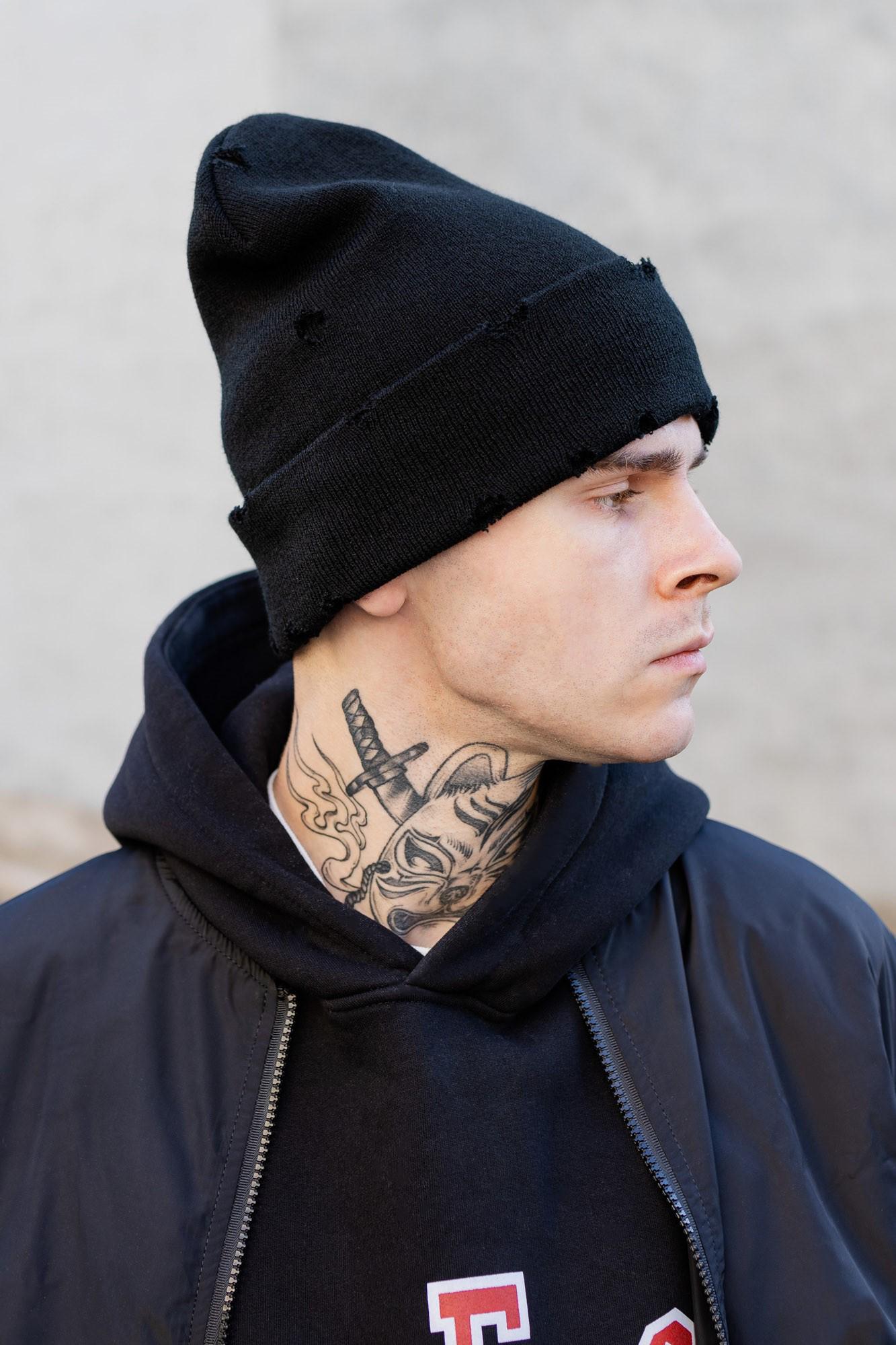 Шапка рваная Without Shovel Destroyed man Black (8049098)