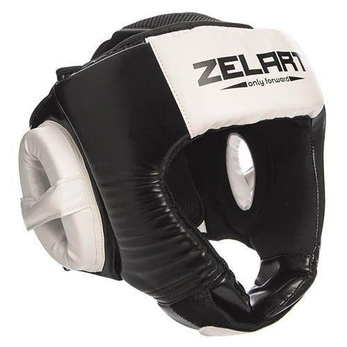 Шлем боксерский Zelart BO-1386 открытый L Черный/Белый (37363090)