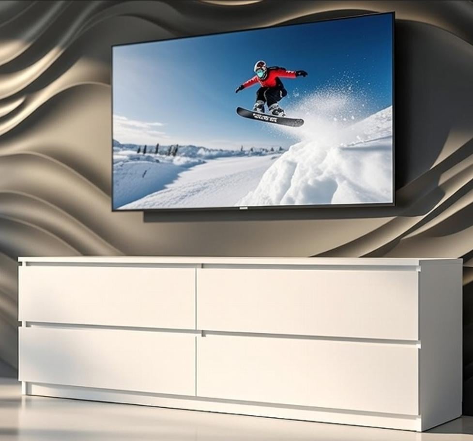 Тумба под телевизор ТВ Мастер Форм Брайт ДСП Телескопические направляющие 1392х376х511 мм Нимфея альба (30253)