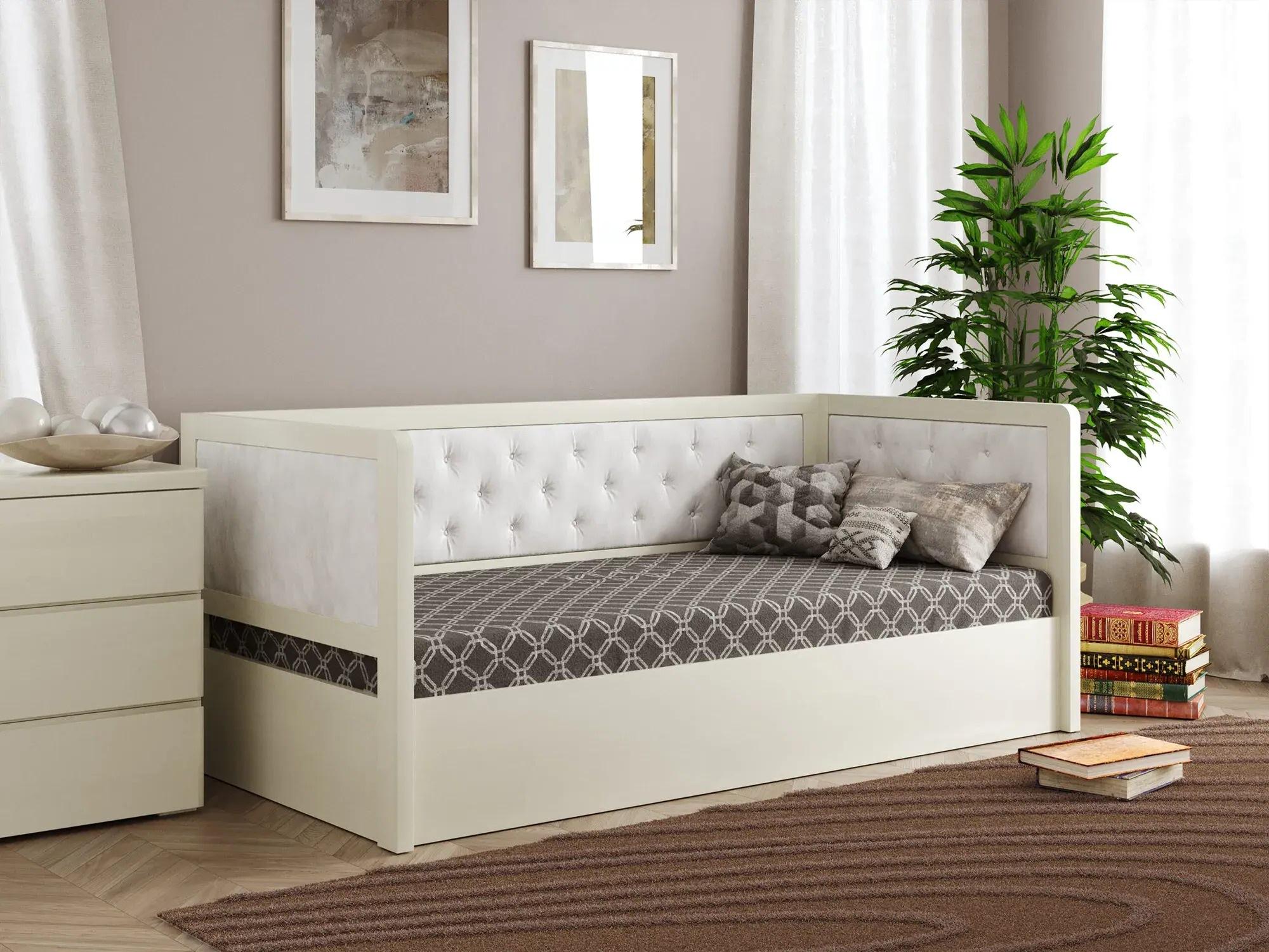 Кровать подростковая Arbor Drev Немо Люкс М с подъемным механизмом и ламелями бук Лагуна 80х190 см Белый/Белый (51492)