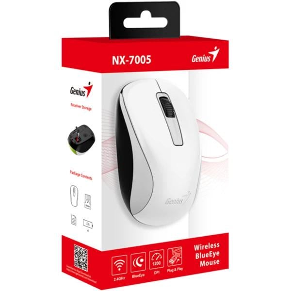 Мышь компьютерная беспроводная Genius NX-7005-31030017401 1200 dpi Белый (561455) - фото 3