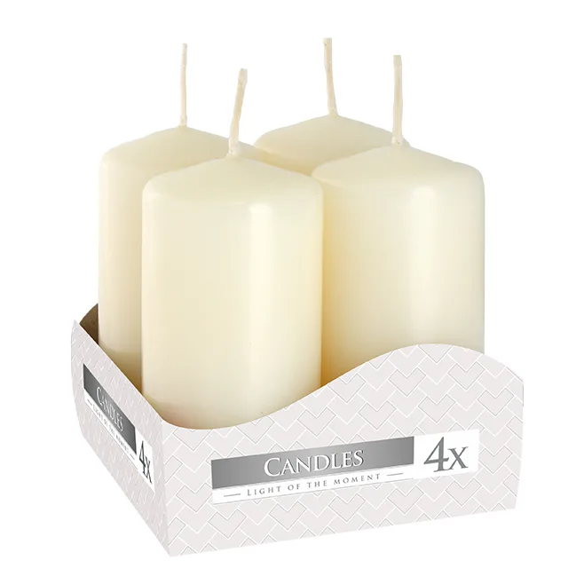 Комплект свечек цилиндров Flora Bispol 4 шт. 8 см Кремовый (27372)