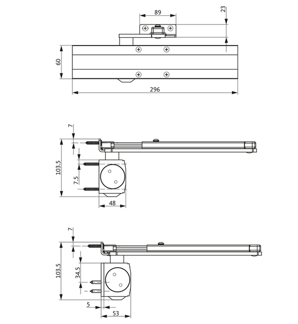 Доводчик дверний GU OTS 430 з тягою EN 2-5 1250 мм 100 кг Коричневий - фото 2