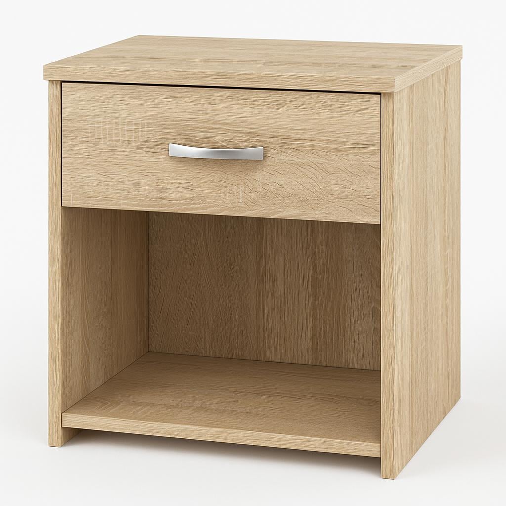 Приліжкова тумба №4 ДСП з висувним ящиком і нішею 500х400х350 мм Дуб Сонома світлий Приліжкова тумба №4 ДСП з висувним ящиком і нішею 500х400х350 мм Дуб Сонома світлий