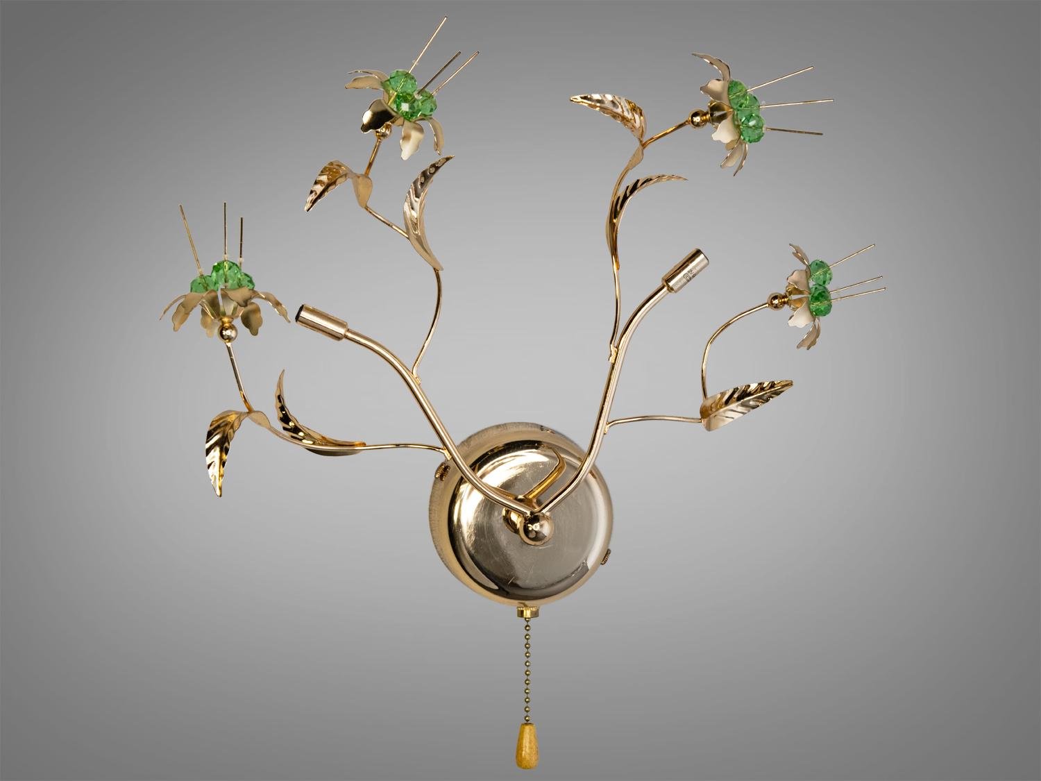 Бра галогенне з кристалами Квіткові мотиви Золотий/Зелений (3068/2GG)