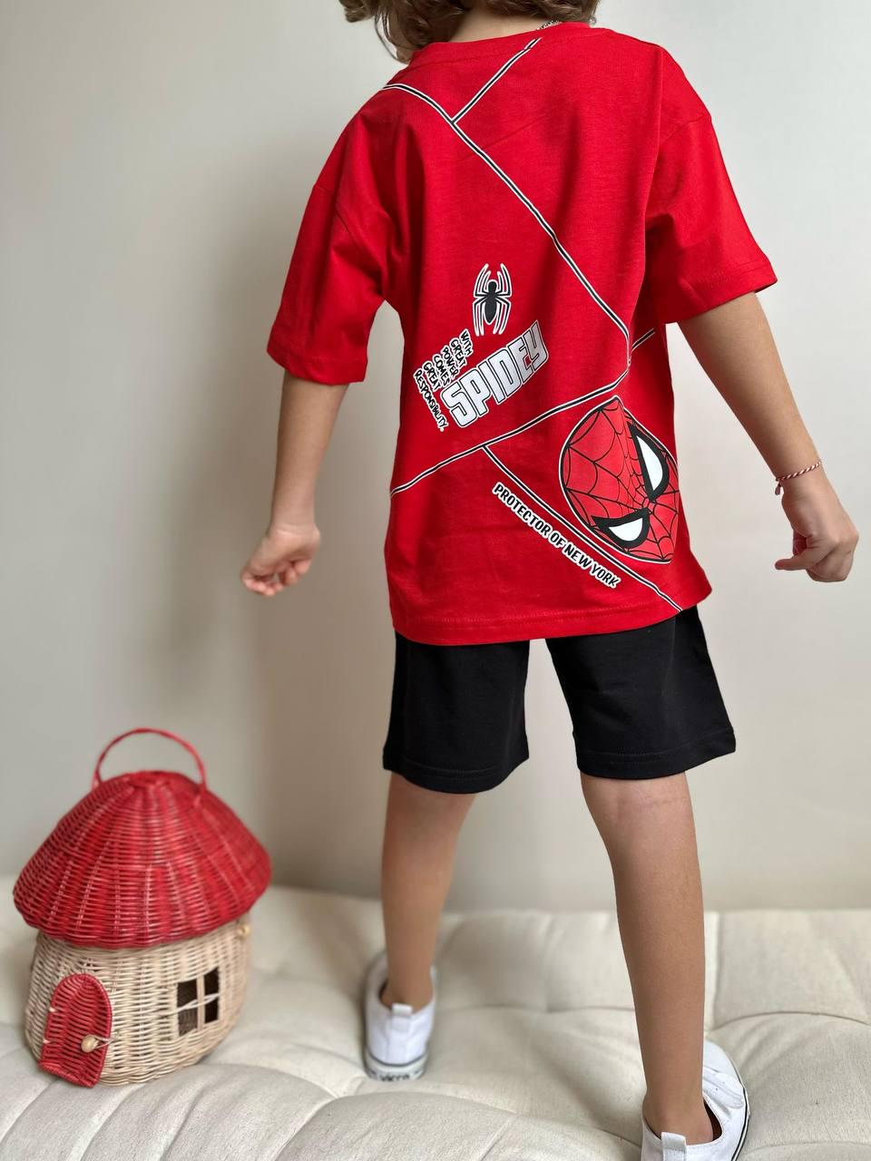 Костюм літній для хлопчика футболка/шорти Wiki boom kids Spider Man 134-140 см Червоно-чорний (26527944) - фото 3 Костюм літній для хлопчика футболка/шорти Wiki boom kids Spider Man 134-140 см Червоно-чорний (26527944) - фото 3