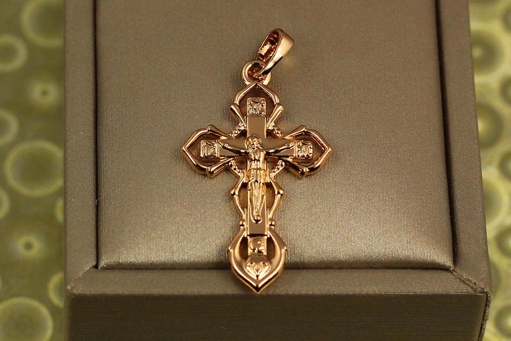 Хрестик Xuping Jewelry ажурний з гострими краями 3 см Золотистий (2177148058)