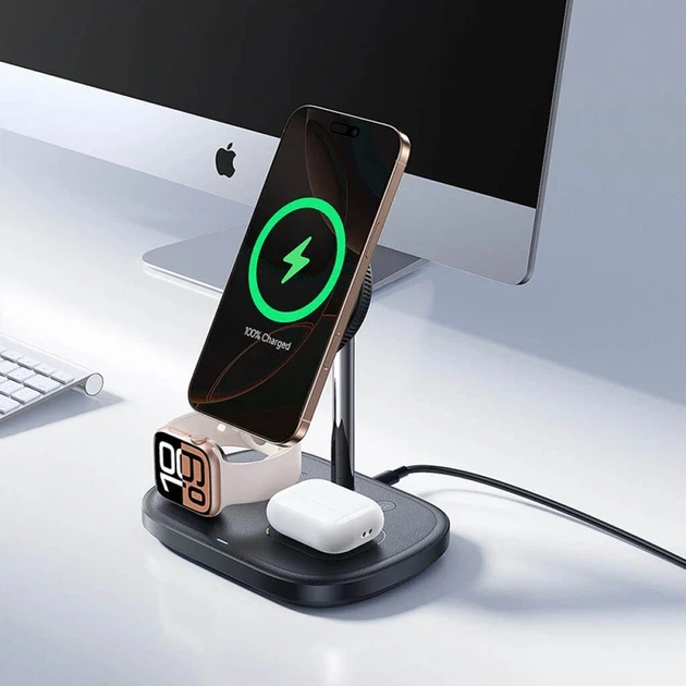 Зарядний пристрій бездротовий BASEUS EnerFill FS41 3в1 Wireless Charging Stand P10281904123-01 Black - фото 3 Зарядний пристрій бездротовий BASEUS EnerFill FS41 3в1 Wireless Charging Stand P10281904123-01 Black - фото 3