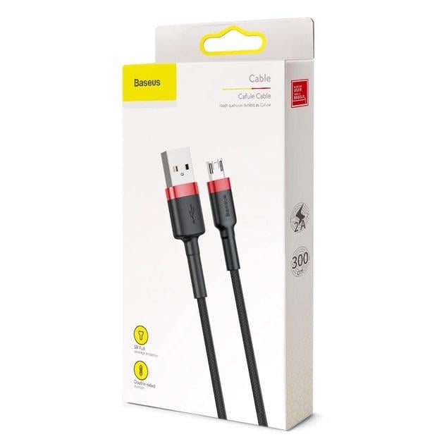 Кабель для зарядки BASEUS Cafule Cable USB for Micro USB 2 A 3 м Black/Red (CAMKLF-H91) - фото 10
