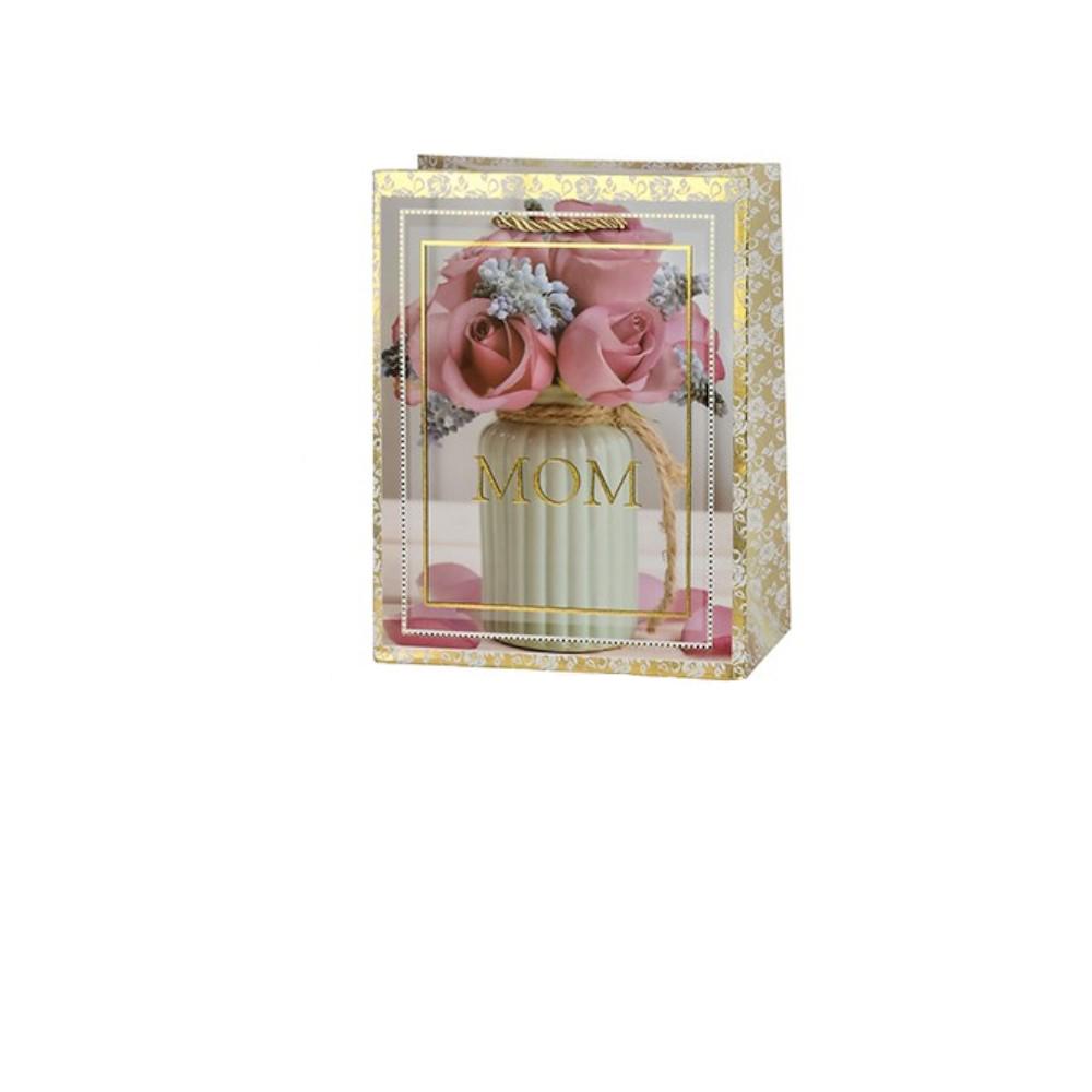 Подарочный пакет Stenson Mom Розы 30х41,5х12 см Золотой (R33180-L)