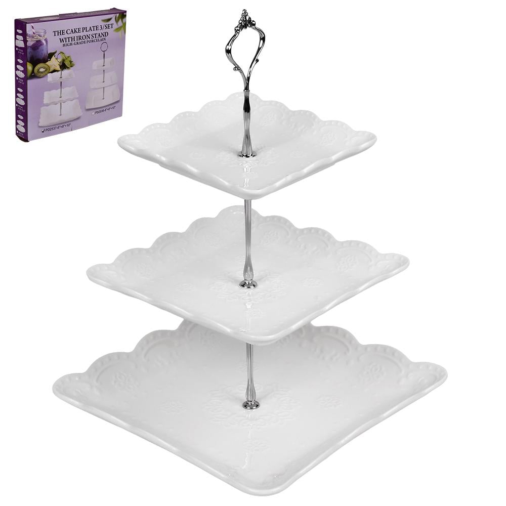 Фруктовница фарфор 3 яруса "White lace" 6"/8"/10" 15/20/25,5 см (22269)