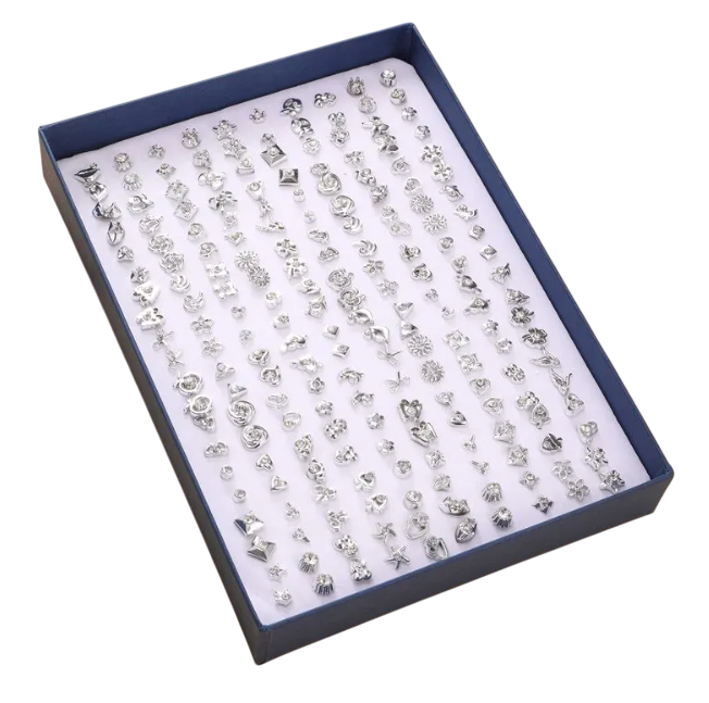 Сережки гвоздики 100 пар Серебряный Сережки гвоздики 100 пар Серебряный