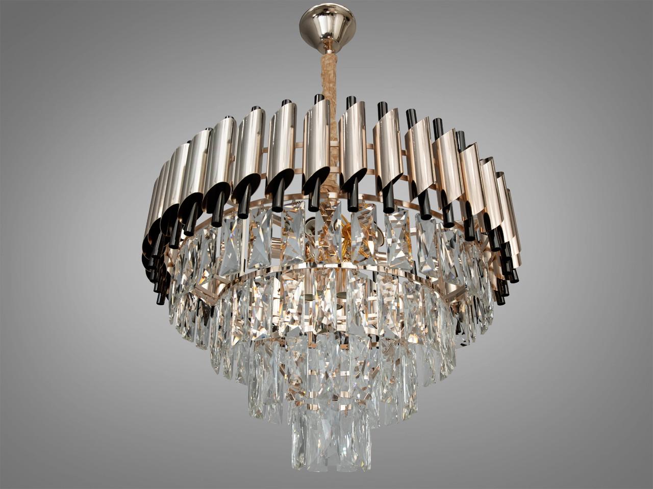 Люстра хрустальная в спальню 9001-550SGD+PB-LS на 9 ламп Золотой/Свинец (2216126293) - фото 2 Люстра хрустальная в спальню 9001-550SGD+PB-LS на 9 ламп Золотой/Свинец (2216126293) - фото 2