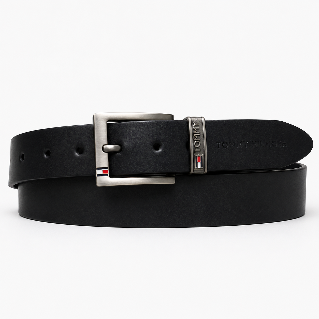 Ремінь чоловічий шкіряний в стилі Tommy Hilfiger в коробці 120 см Чорний (tom022_02)