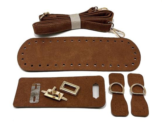 Набор для создания вязаных сумок дно/клапан/плечевой ремень/замок Коричневый (5623) Набор для создания вязаных сумок дно/клапан/плечевой ремень/замок Коричневый (5623)