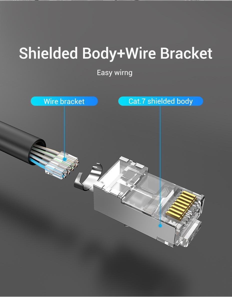 Інтернет-з'єднувачі Vention Cat.7 FTP 10 Гбіт/с 600 МГц 8P8C роз'єм RJ45 LAN RJ 45 Ethernet 10 шт. Сріблястий (IDER0-10) - фото 16 Інтернет-з'єднувачі Vention Cat.7 FTP 10 Гбіт/с 600 МГц 8P8C роз'єм RJ45 LAN RJ 45 Ethernet 10 шт. Сріблястий (IDER0-10) - фото 16